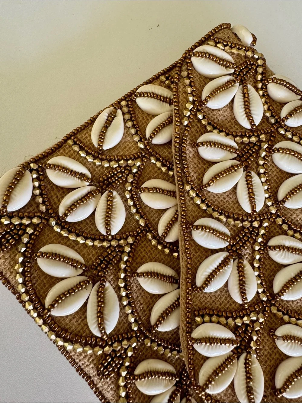 Beautiful bag White Shell & Gold Beaded